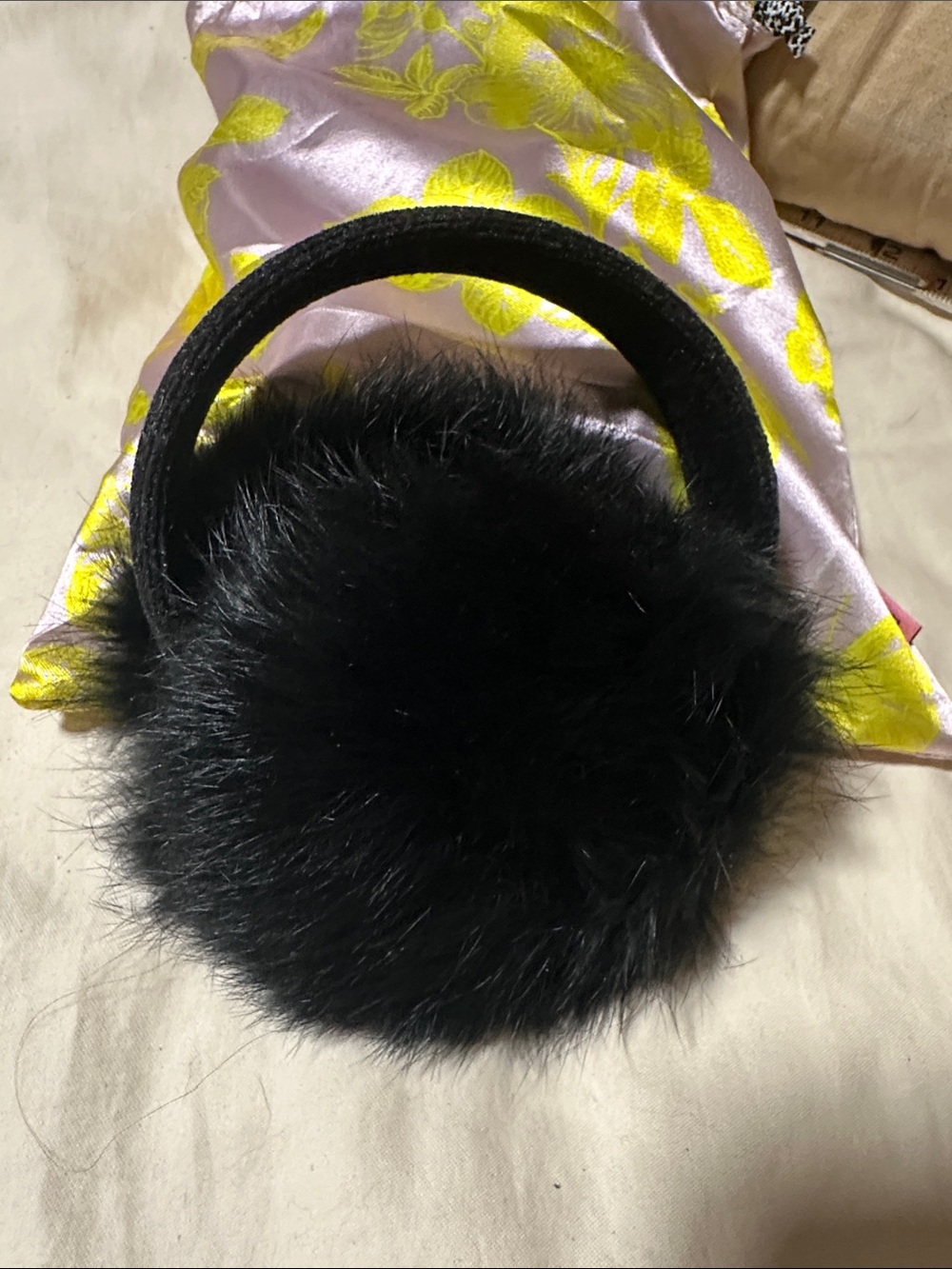 Surell Black Real Fur Ear Warmers